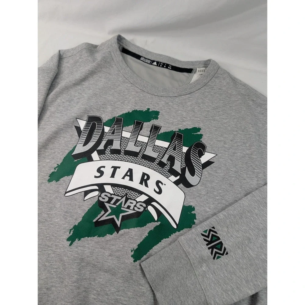 Dallas Stars Sweatshirt Mens XL Gray NHL Hockey Adidas Gray Fleece Crewneck